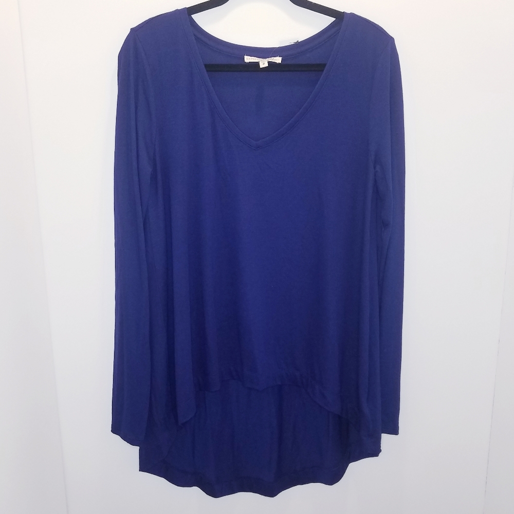 Express One Eleven Blue Long Sleeve Hi-Lo Tunic M